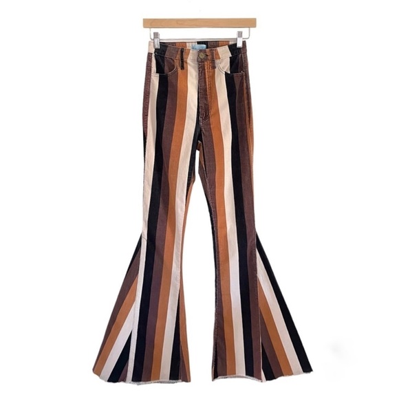 Show Me Your MuMu Berkeley Zip Up Striped Bell Bottoms Flared Pants SZ 26 - Picture 5 of 12